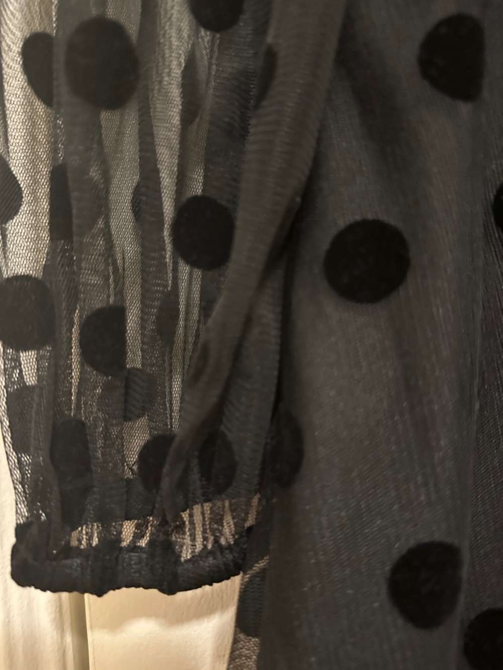 Boden Black Polka Dot Mesh Midi Dress with Sheer Sleeves - Picture 10 of 12